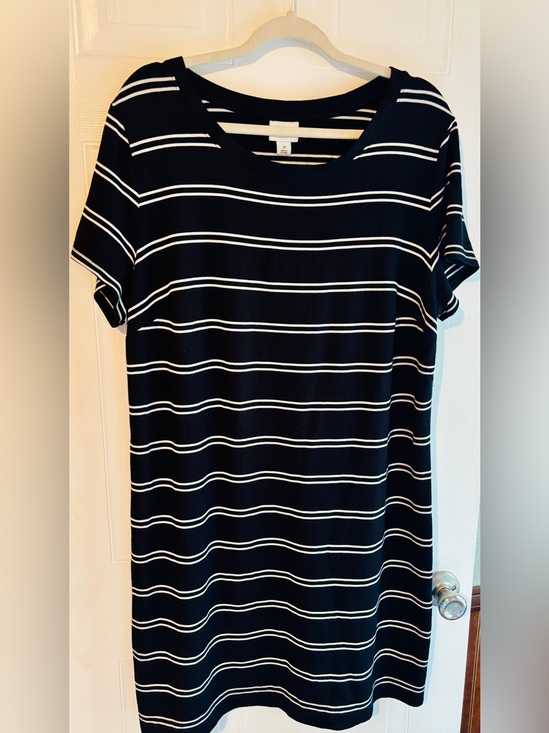 Ava & Viv Dresses & Skirts - Ava & Viv 2X Black White Striped T-Shirt Dress Plus Size Soft Stretch